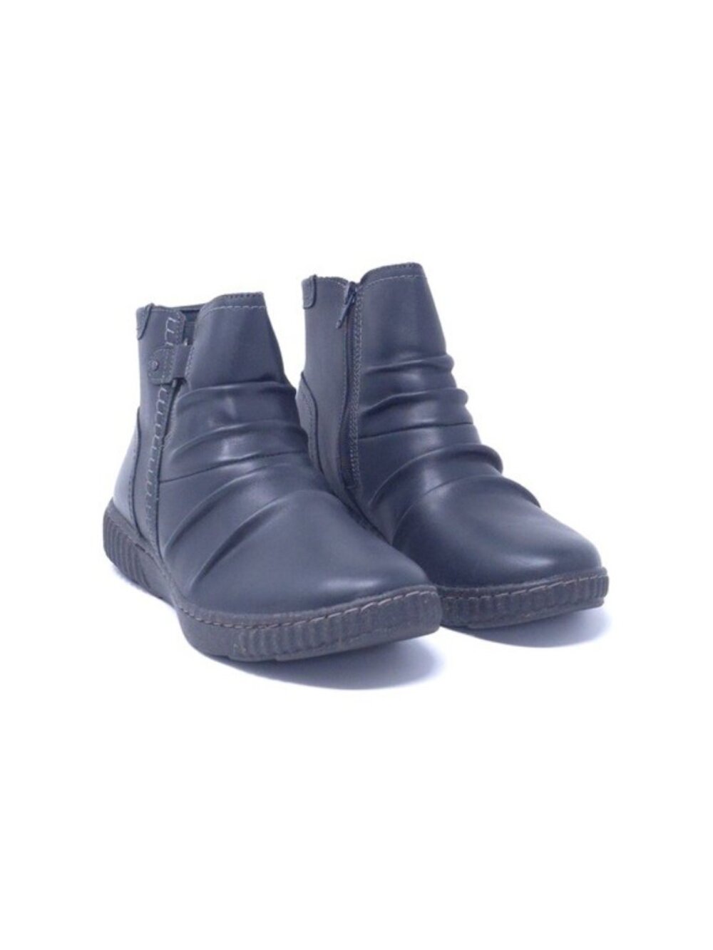 Clarks Collection CarolineOrchid Ankle Boot, Black Leather, 9.5 Wide US - Picture 2 of 10